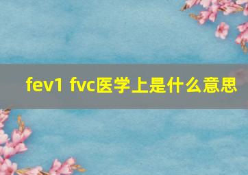 fev1 fvc医学上是什么意思